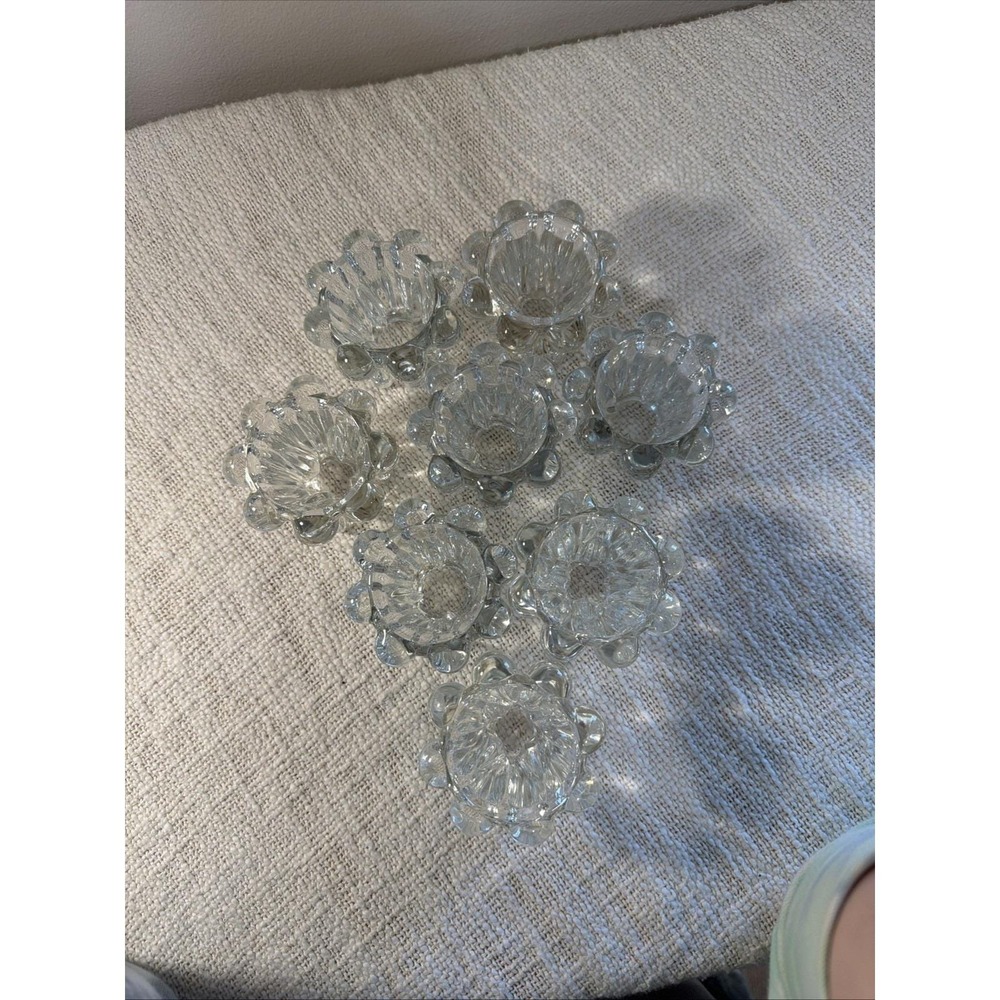 Vintage Bubble Glass Clear Candle Holders Set of 8